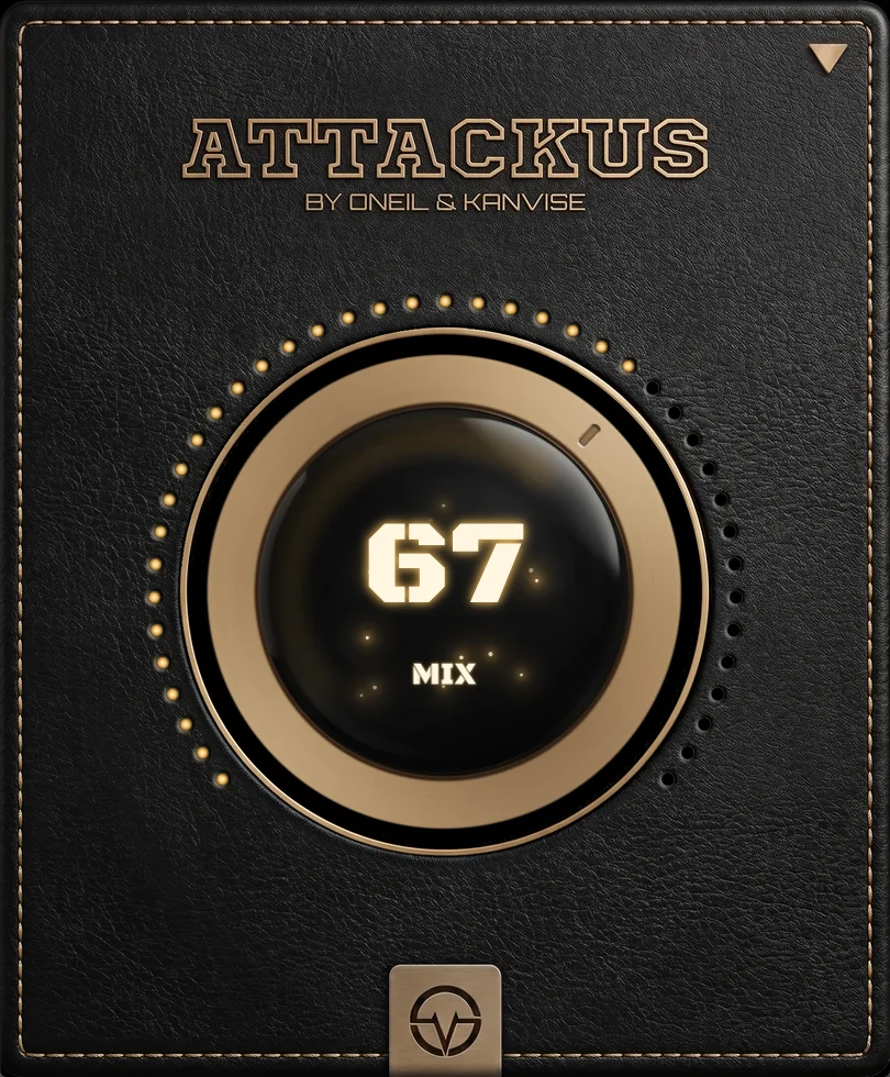 ATTACKUS plugin with a gold dial showing 67 MIX