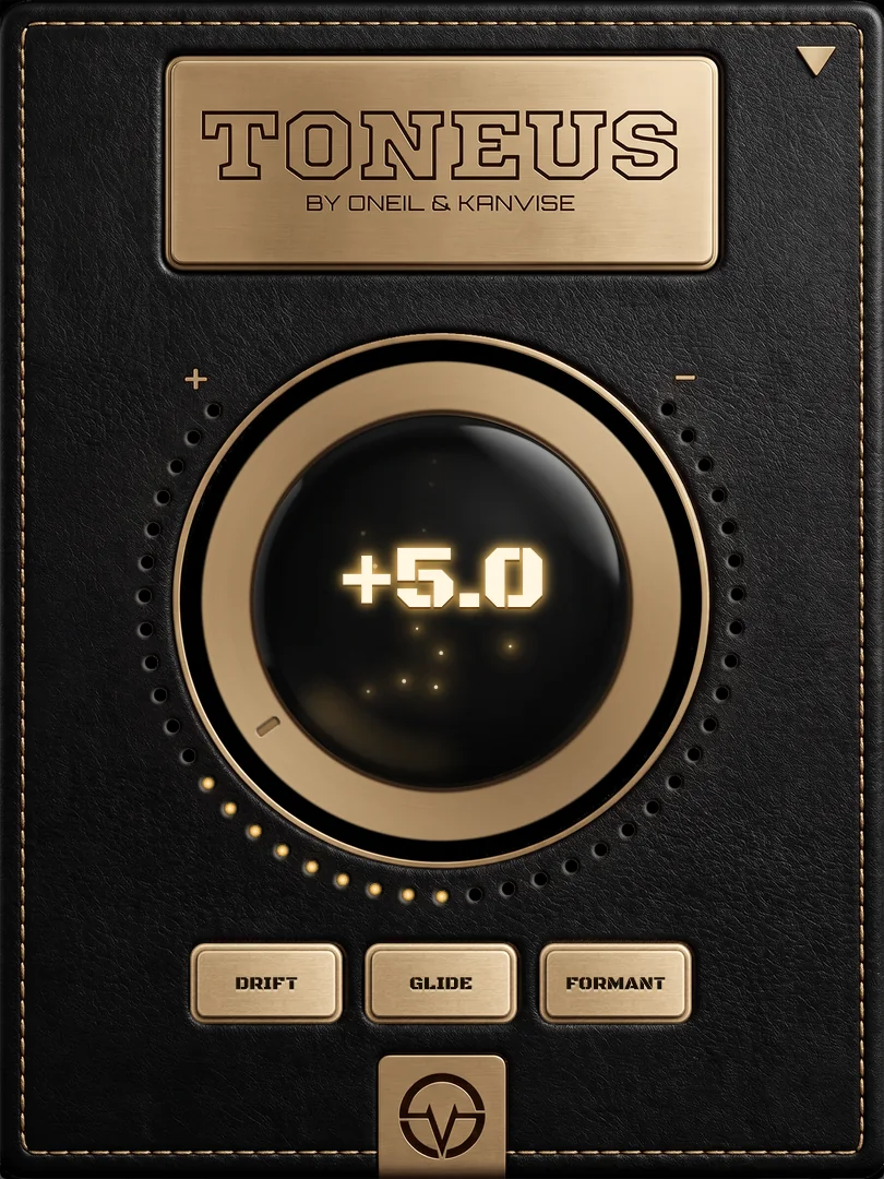 TONEUS plugin with a gold dial showing +5.0